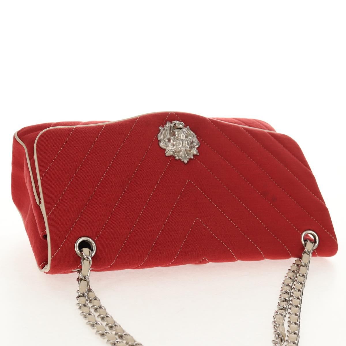 Chanel Leo Lion Flap Bag Chevron Jersey Red Cotton Shoulder Bag Bag (Pre-Owned)