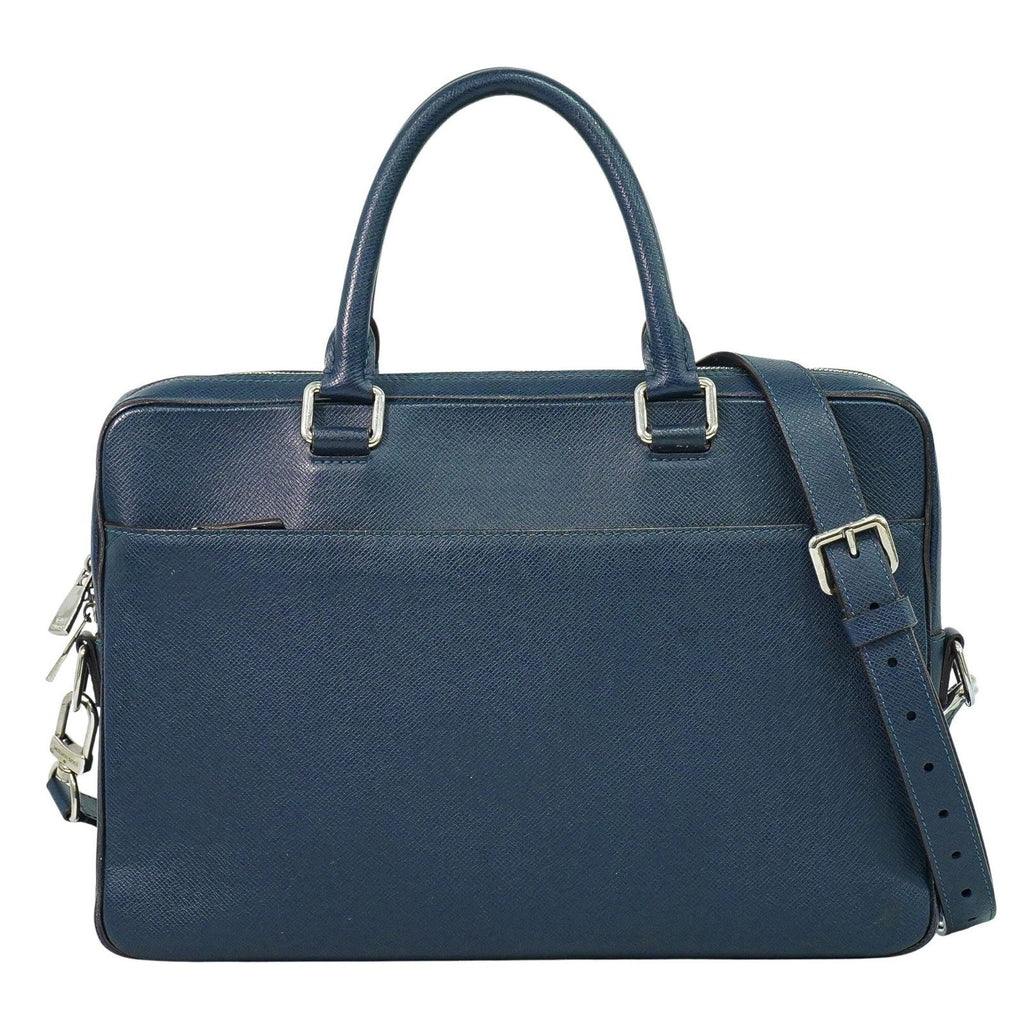 Louis Vuitton Porte-Documents Business Bag Taiga Leather Navy Leather Briefcase Bag (Pre-Owned)