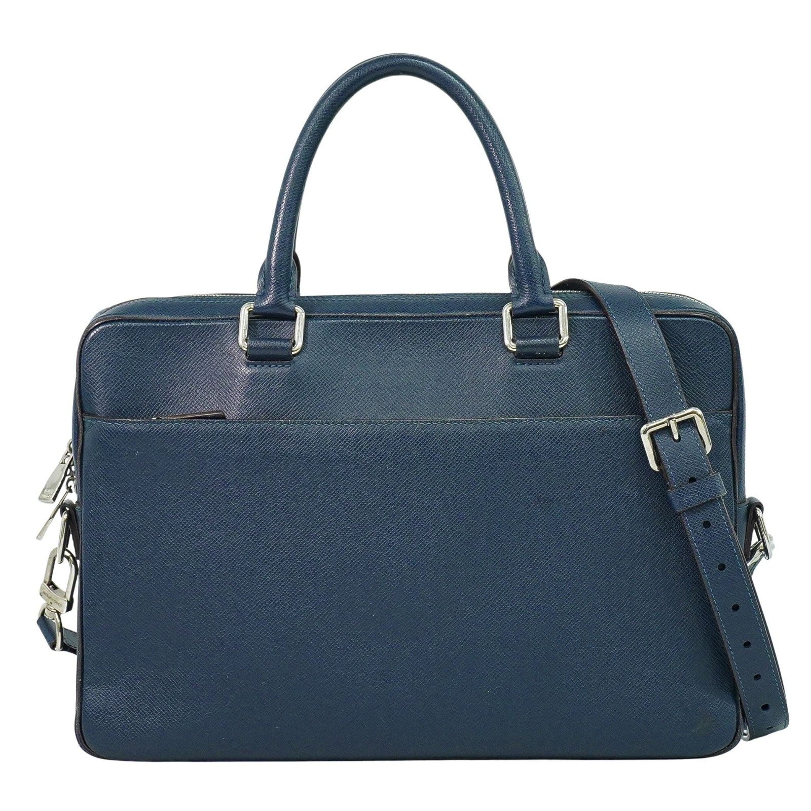 Louis Vuitton Porte-Documents Business Bag Taiga Leather Navy Leather Briefcase Bag (Pre-Owned)