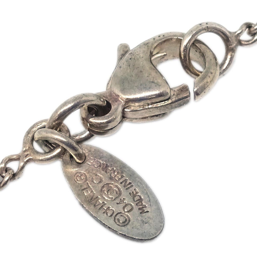 Chanel Vintage Cc Pendant Long Necklace Metal Silver Silver_Plated Necklace Jewelry (Pre-Owned)