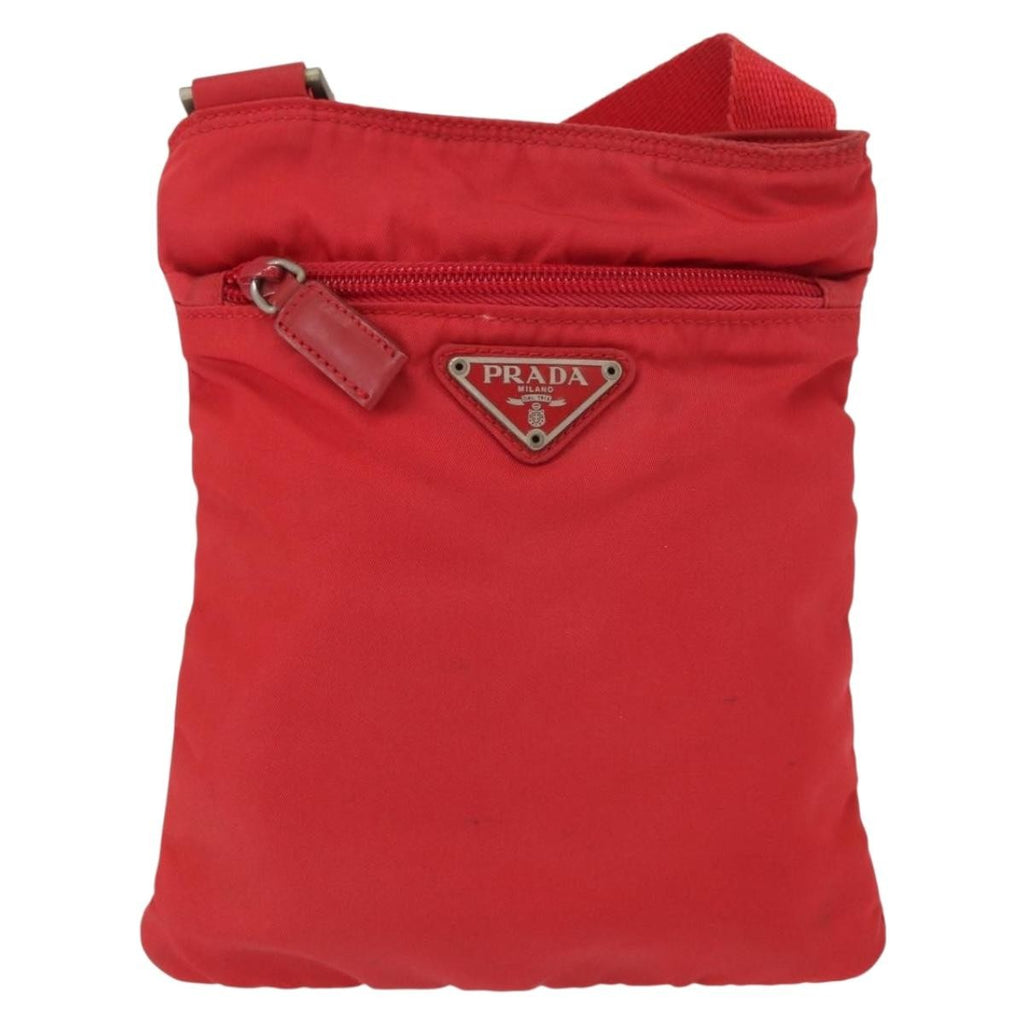 Prada Flat Messenger Bag Tessuto Red Nylon Shoulder Bag Bag (Pre-Owned)