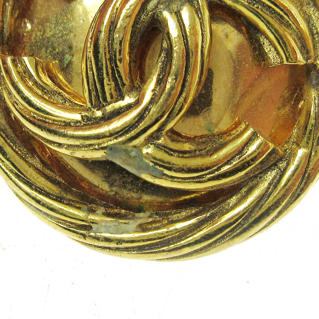 Chanel Cc Button Clip-On Earrings Metal Gold Gold_Plated Earrings Jewelry (Pre-Owned)
