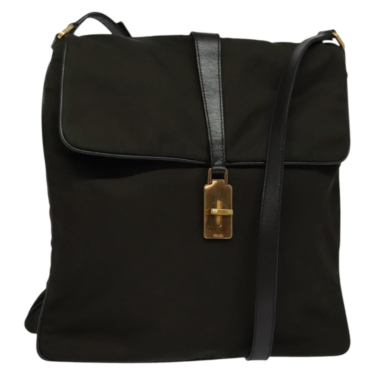 Prada Vintage Flap Messenger Bag Tessuto Khaki Nylon Shoulder Bag Bag (Pre-Owned)
