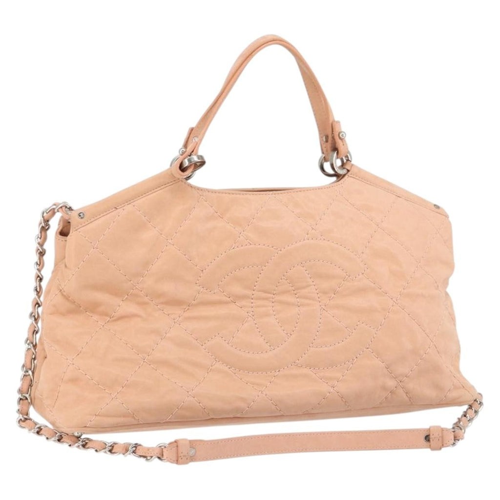 Chanel Cc Sea Hit Tote Quilted Iridescent Calfskin Pink Leather Shoulder Bag Bag (Pre-Owned)