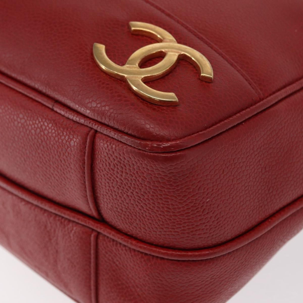 Chanel Vintage Metal Cc Shoulder Bag Caviar Red Leather Shoulder Bag Bag (Pre-Owned)