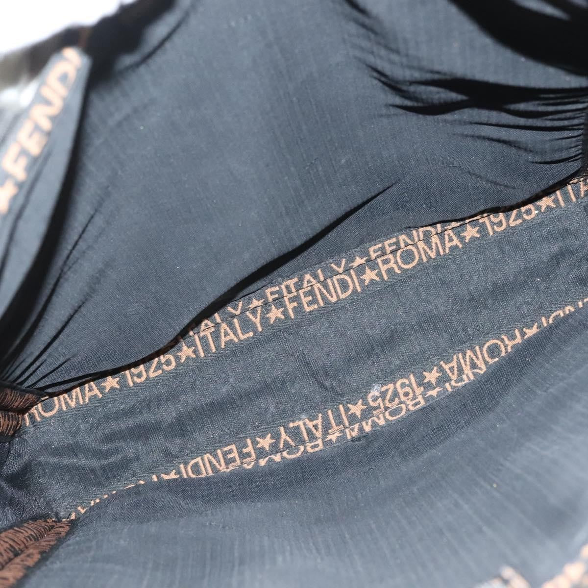 Fendi Zucca Tote Bag Straw Black Wood Tote Bag Bag (Pre-Owned)