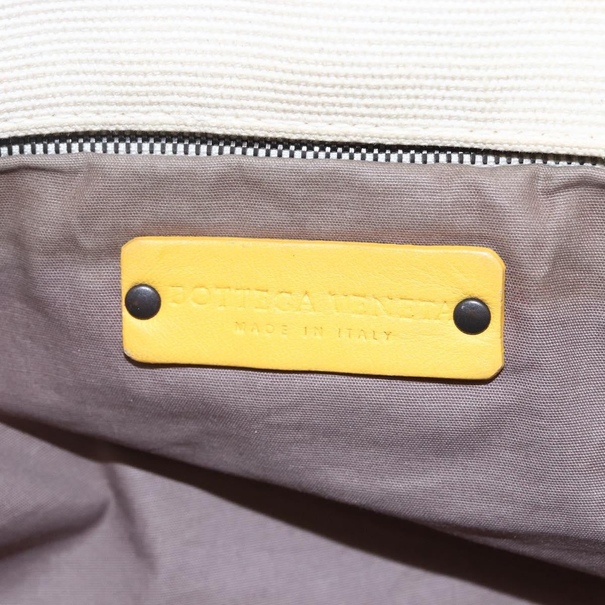 Bottega Veneta Braided Handle Open Tote Bag Canvas With Leather Yellow Canvas Bag (Pre-Owned)