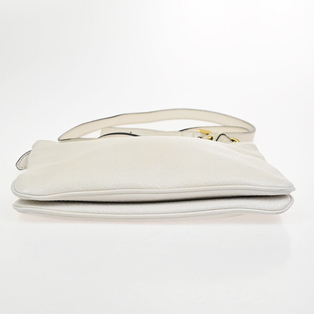 Prada Double Zip Crossbody Bag Vitello Daino White Leather Shoulder Bag Bag (Pre-Owned)