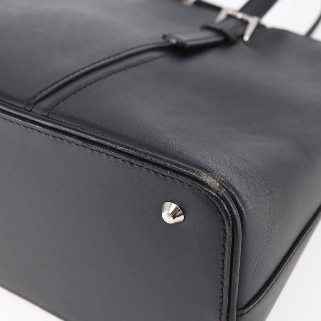 Burberry Vintage Handbag Leather Black Leather Handbag (Pre-Owned)