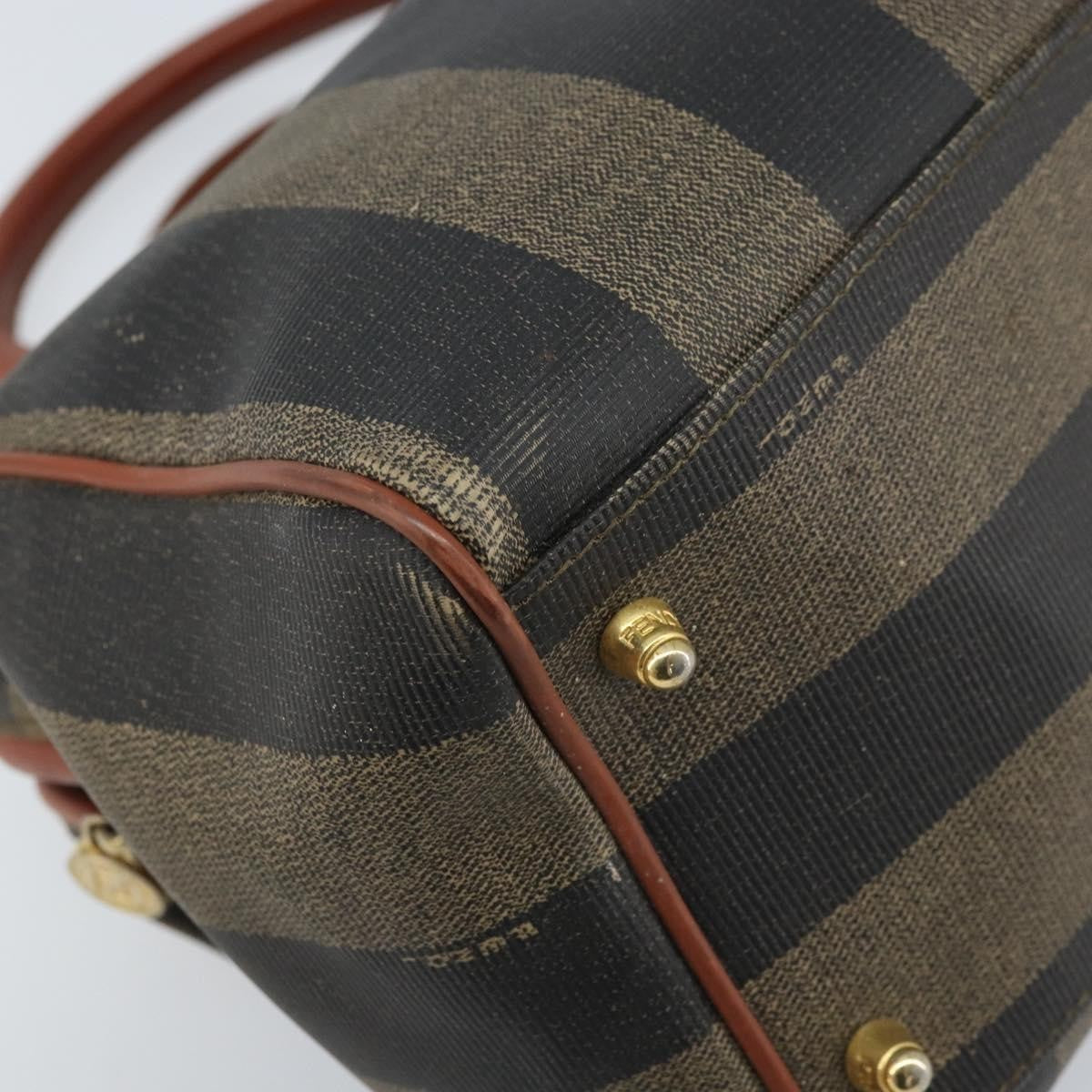 Fendi Vintage Pequin Convertible Boston Bag Coated Canvas Brown Canvas Handbag (Pre-Owned)