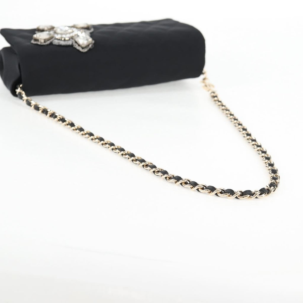 Chanel Chain Flap Shoulder Bag Quilted Nylon Black Nylon Shoulder Bag Bag (Pre-Owned)