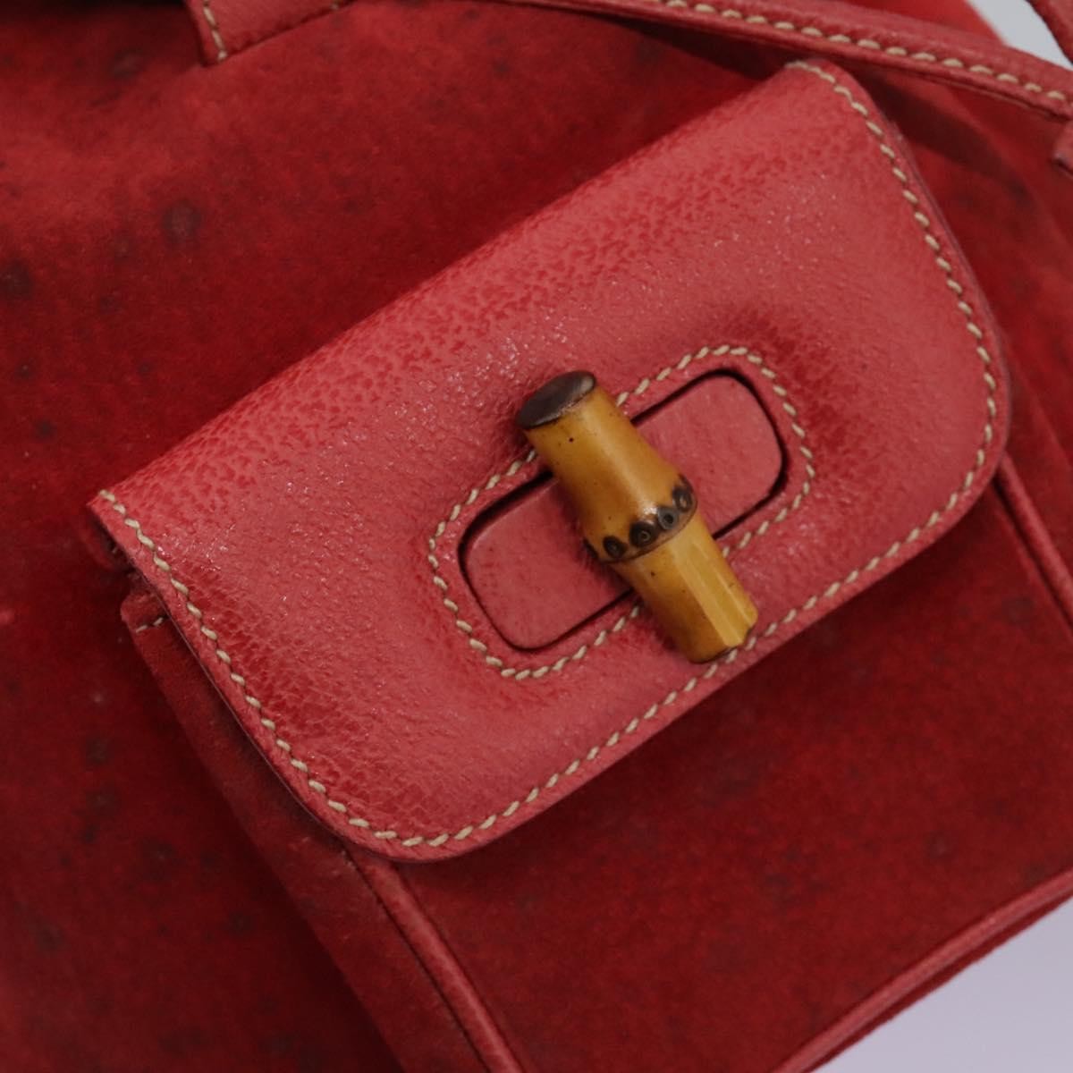 Gucci Gucci Bamboo Backpack Daim Red Suede Backpack Bag (Pre-Owned)