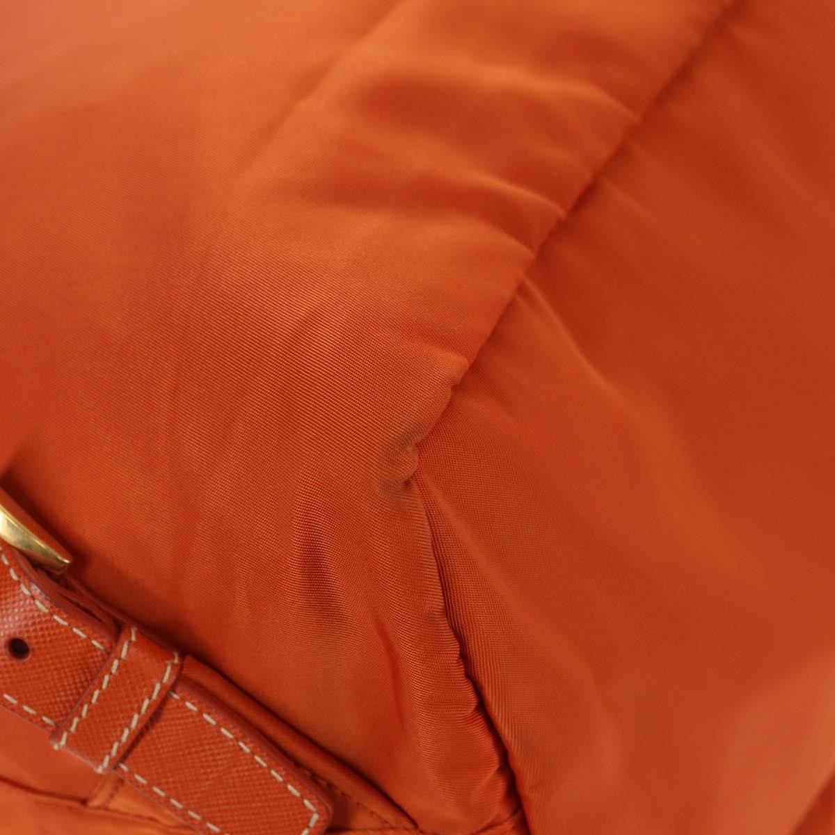 Prada Vela Double Front Pocket Backpack Tessuto With Saffiano Leather Orange Nylon Backpack Bag (Pre-Owned)