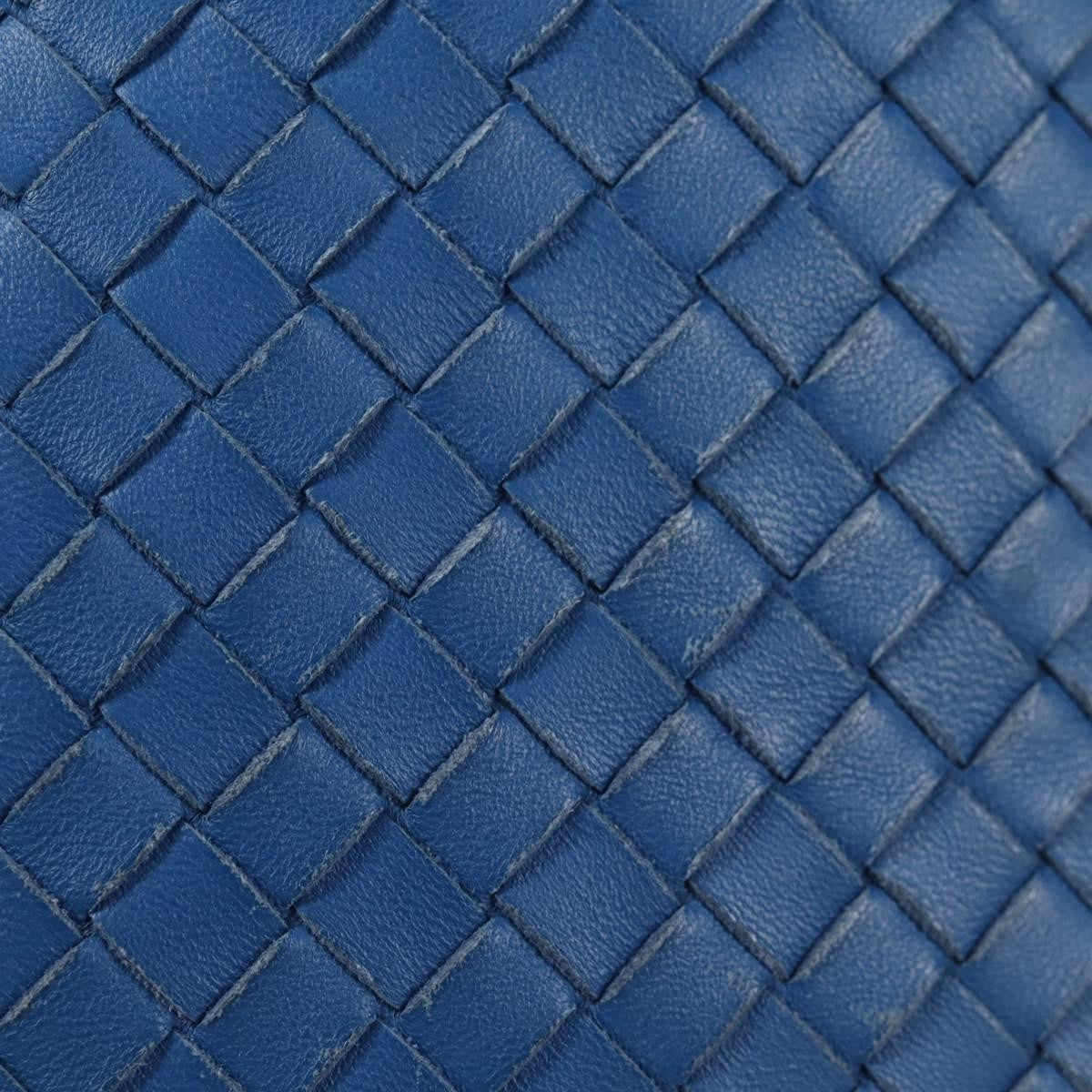 Bottega Veneta Flat Messenger Bag Intrecciato Nappa Blue Leather Shoulder Bag Bag (Pre-Owned)