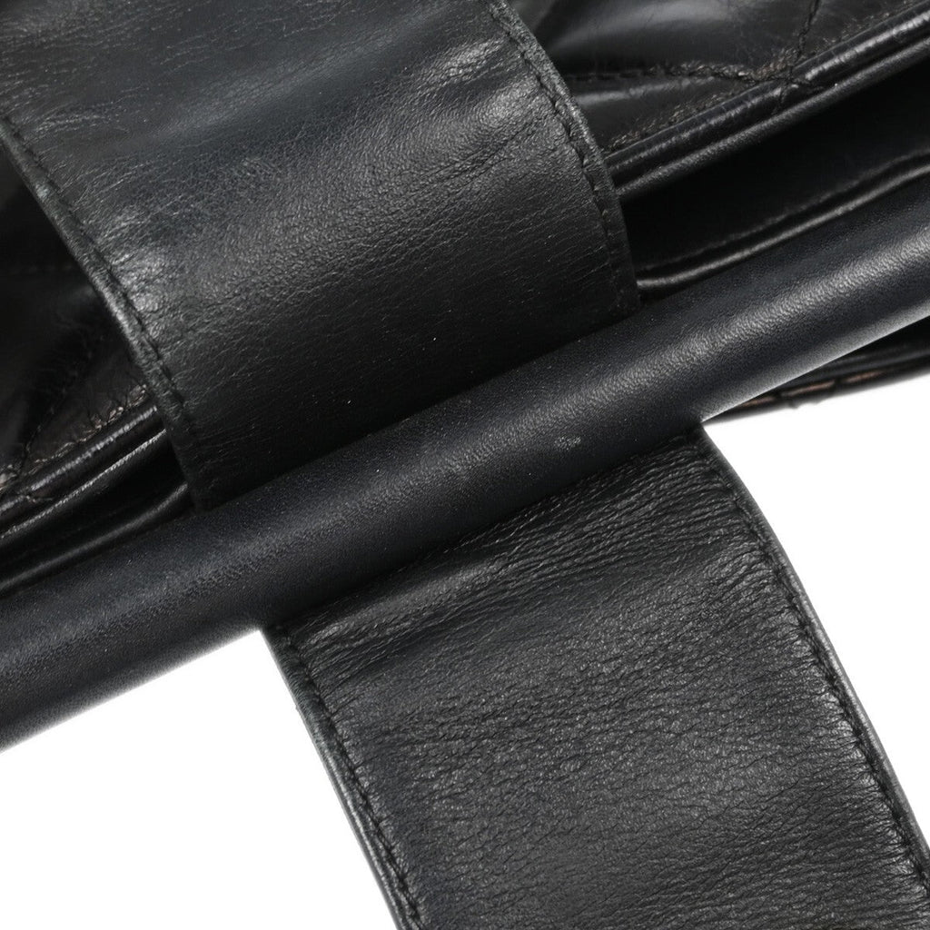 Chanel Gold Bar Tote Quilted Aged Calfskin Black Leather Tote Bag Bag (Pre-Owned)