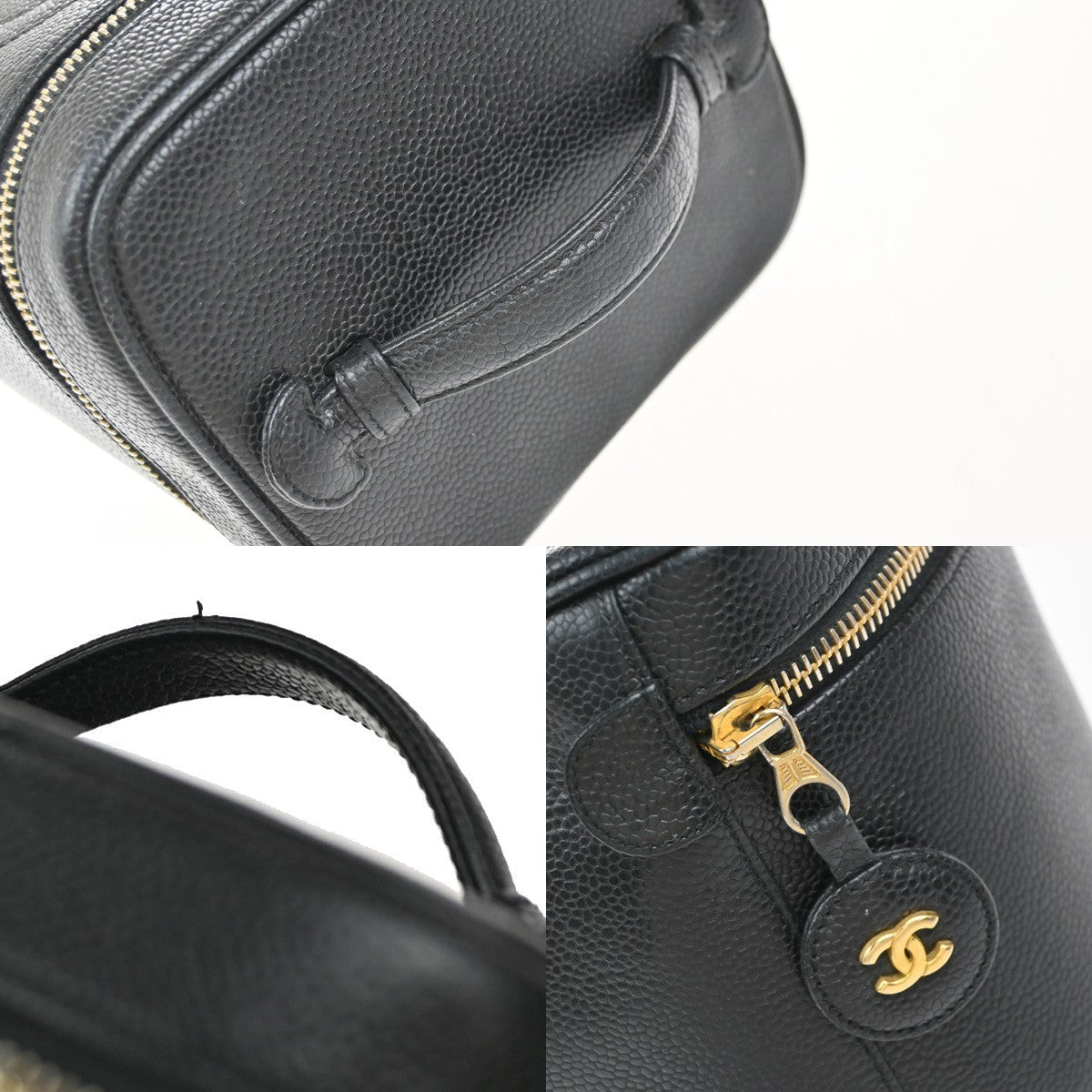 Chanel Vintage Timeless Cosmetic Case Caviar Black Leather Clutche & Pouche Bag (Pre-Owned)