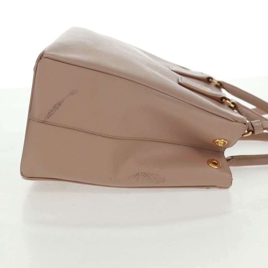 Prada Double Zip Lux Tote Saffiano Leather Pink Leather Tote Bag Bag (Pre-Owned)