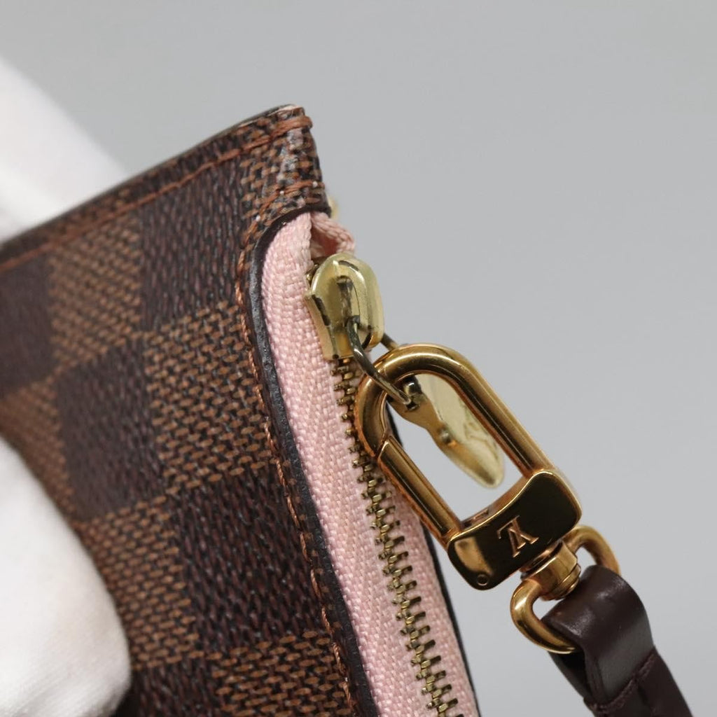Louis Vuitton Neverfull Pochette Damier Brown Canvas Bag (Pre-Owned)