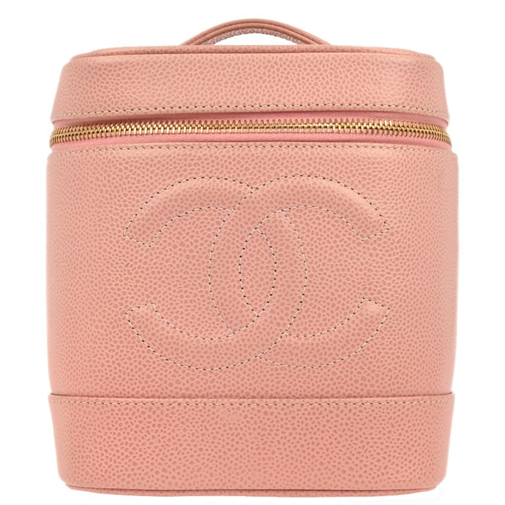 Chanel Vintage Timeless Cosmetic Case Caviar Pink Leather Clutche & Pouche Bag (Pre-Owned)