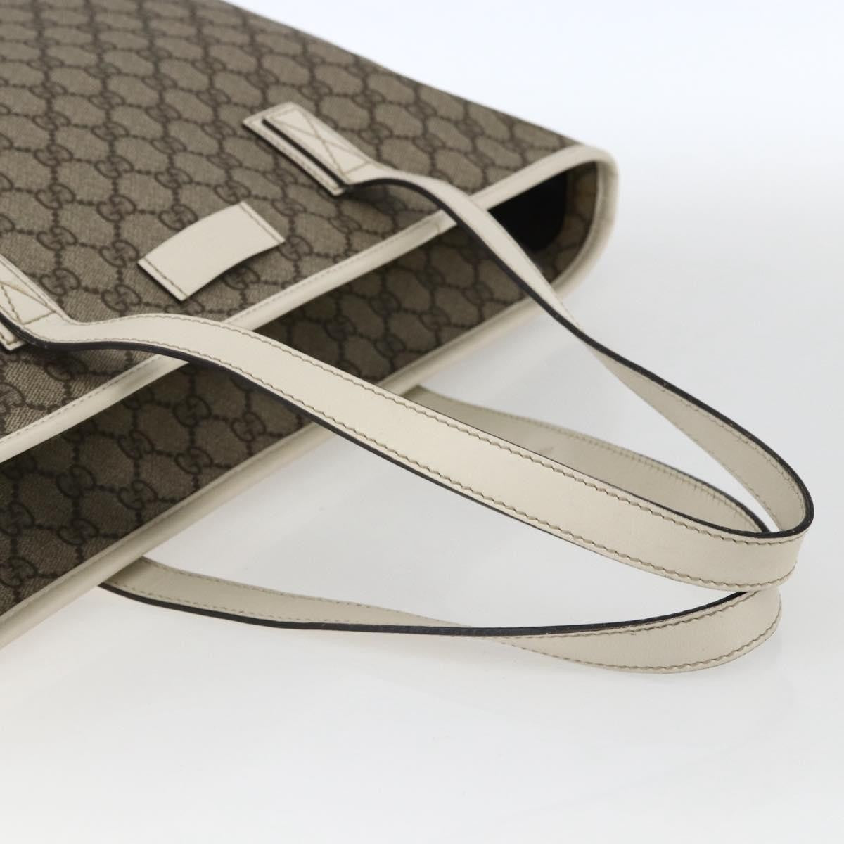 Gucci Plus Tote Gg Coated Canvas With Leather Beige Canvas Tote Bag Bag (Pre-Owned)