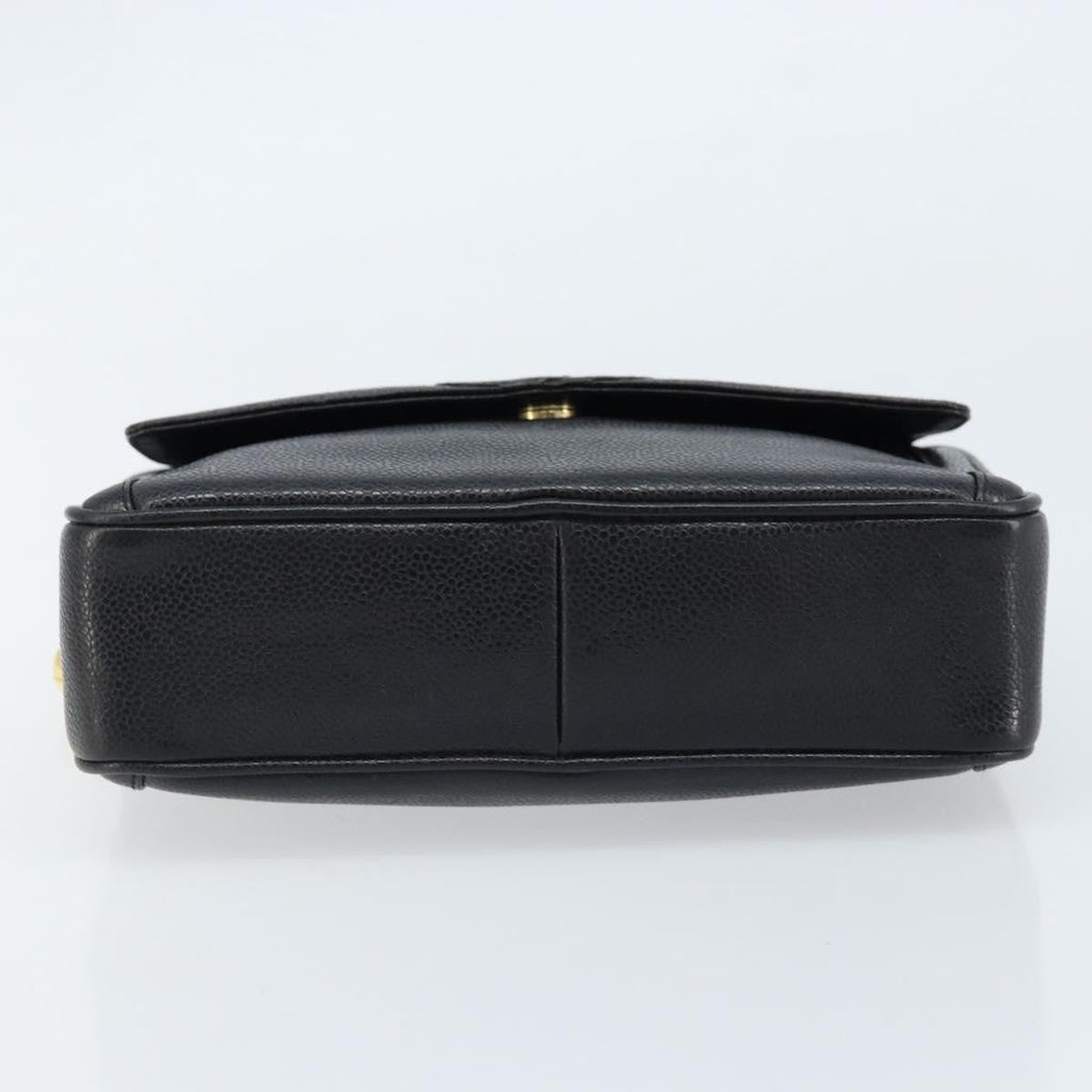 Chanel Vintage Front Pocket Cc Camera Bag Caviar Black Leather Shoulder Bag Bag (Pre-Owned)