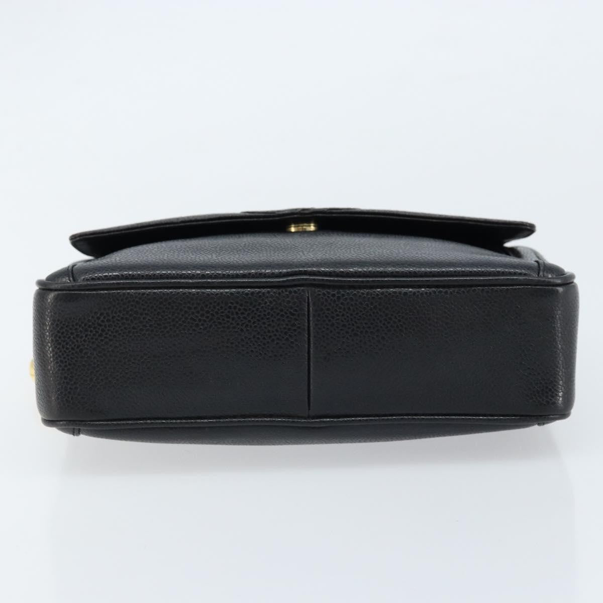 Chanel Vintage Front Pocket Cc Camera Bag Caviar Black Leather Shoulder Bag Bag (Pre-Owned)