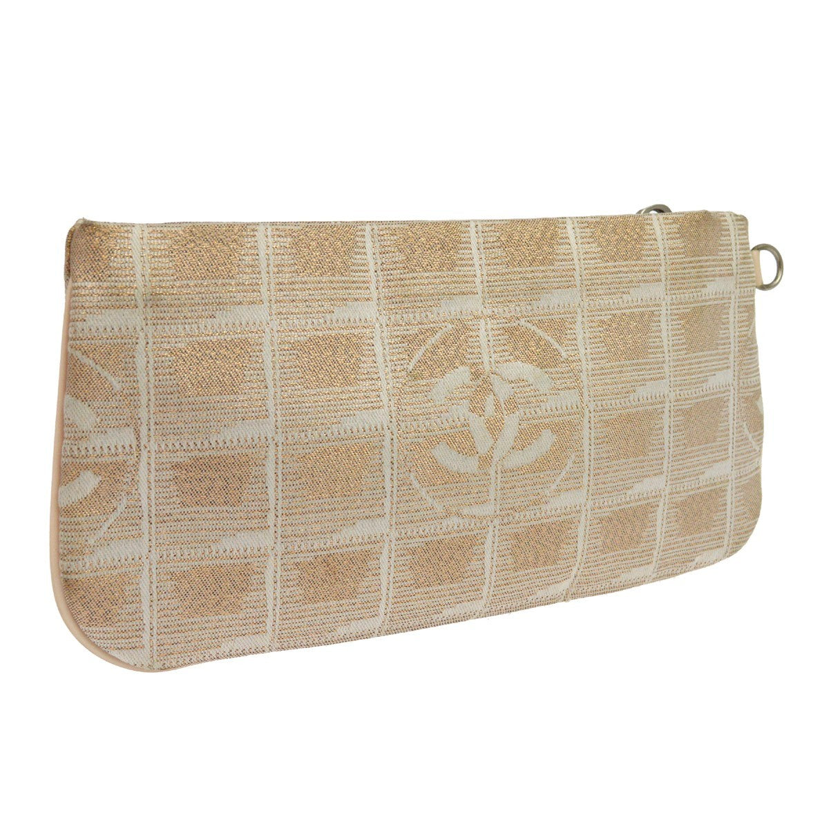 Chanel Travel Line Zip Pouch Nylon Beige Nylon Clutche & Pouche Bag (Pre-Owned)