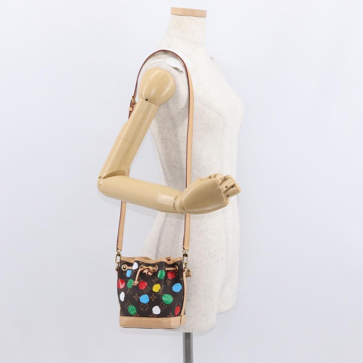 Louis Vuitton Noe Handbag Yayoi Kusama Painted Dots Monogram Canvas Brown Canvas Handbag (Pre-Owned)