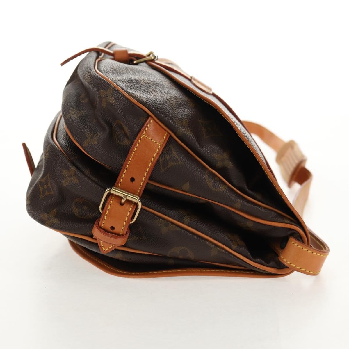 Louis Vuitton Saumur Handbag Monogram Canvas Brown Canvas Shoulder Bag Bag (Pre-Owned)