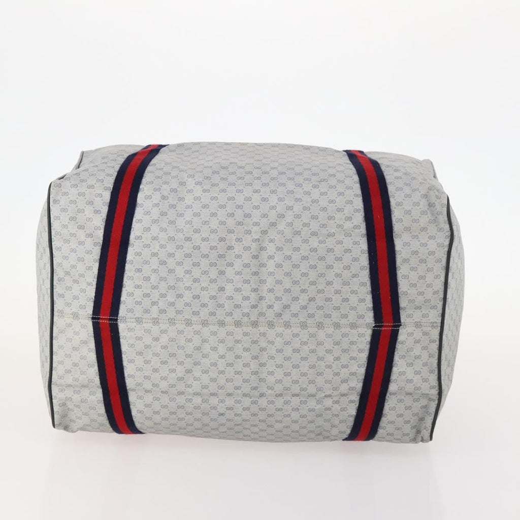 Gucci Web Trim Weekend Duffle Bag Gg Coated Canvas Navy Canvas Travel Bag Bag (Pre-Owned)
