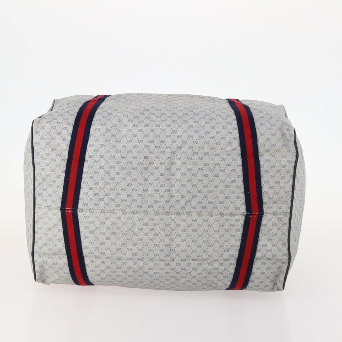Gucci Web Trim Weekend Duffle Bag Gg Coated Canvas Navy Canvas Travel Bag Bag (Pre-Owned)