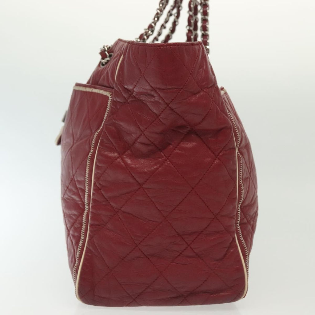 Chanel Vintage Reissue Chain Shopping Tote Leather Red Leather Bag (Pre-Owned)