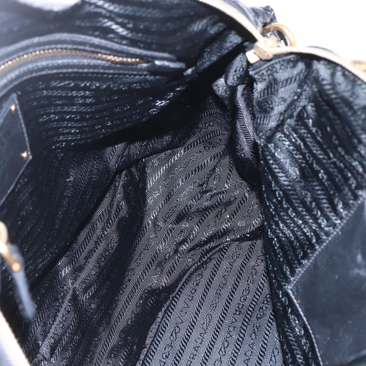 Prada Waves Hobo Leather And Tessuto Black Leather Handbag (Pre-Owned)