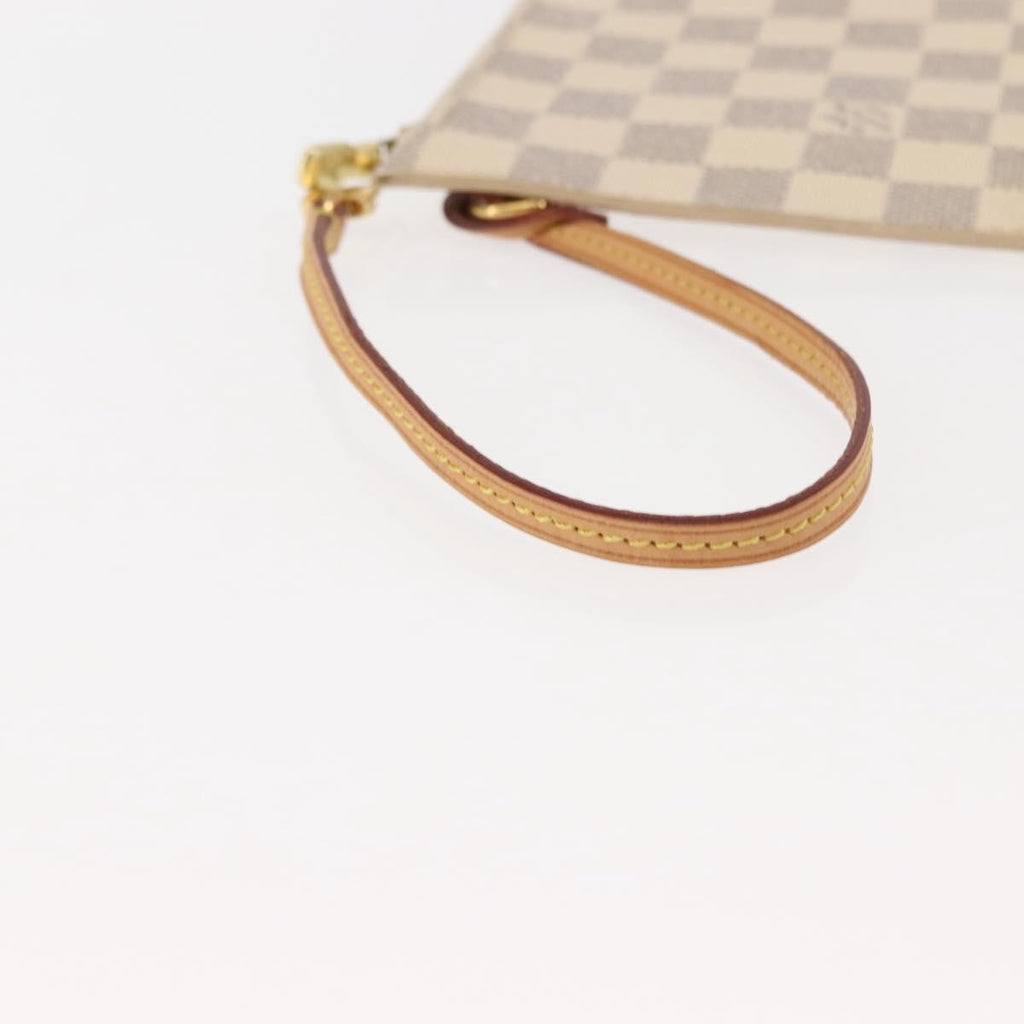 Louis Vuitton Neverfull Pochette Damier White Canvas Clutche & Pouche Bag (Pre-Owned)