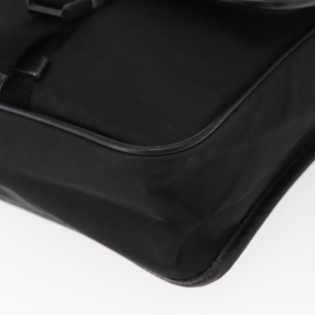 Prada Logo Flap Messenger Bag Tessuto Black Nylon Shoulder Bag Bag (Pre-Owned)