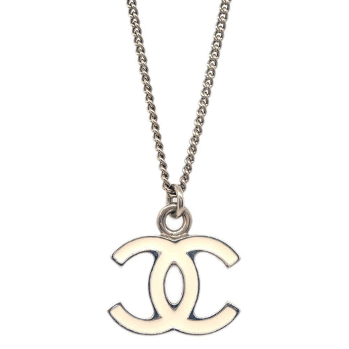 Chanel Cc Logo Pendant Necklace Metal Silver Silver_Plated Necklace Jewelry (Pre-Owned)