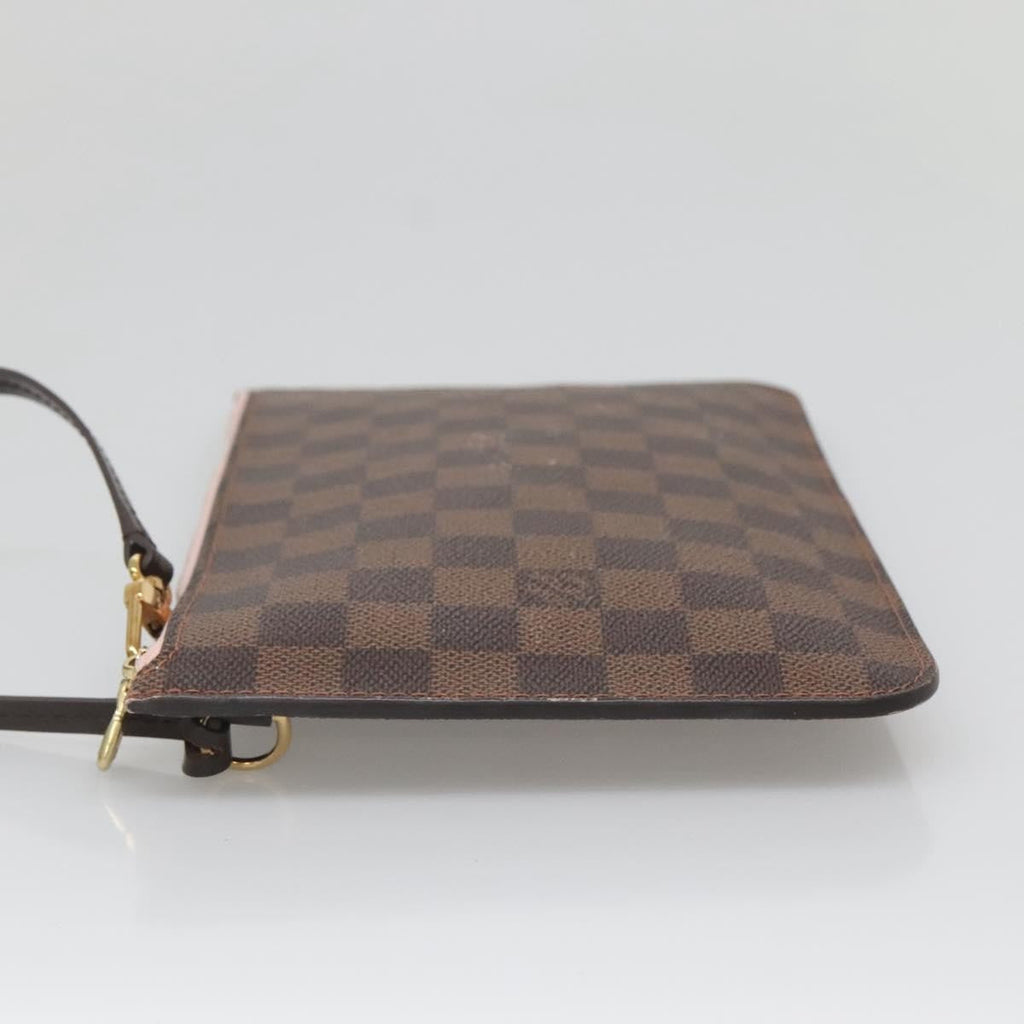 Louis Vuitton Neverfull Pochette Damier Brown Canvas Bag (Pre-Owned)