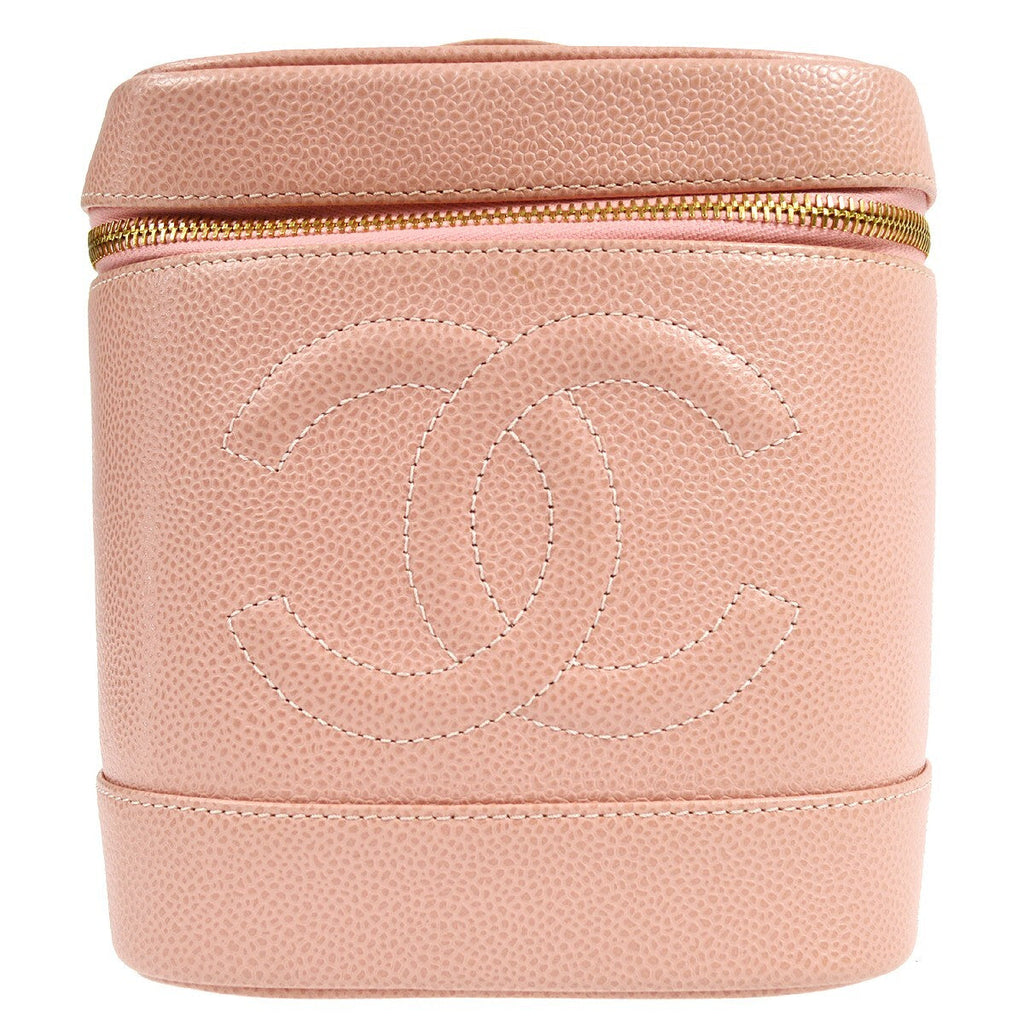 Chanel Vintage Timeless Cosmetic Case Caviar Pink Leather Clutche & Pouche Bag (Pre-Owned)