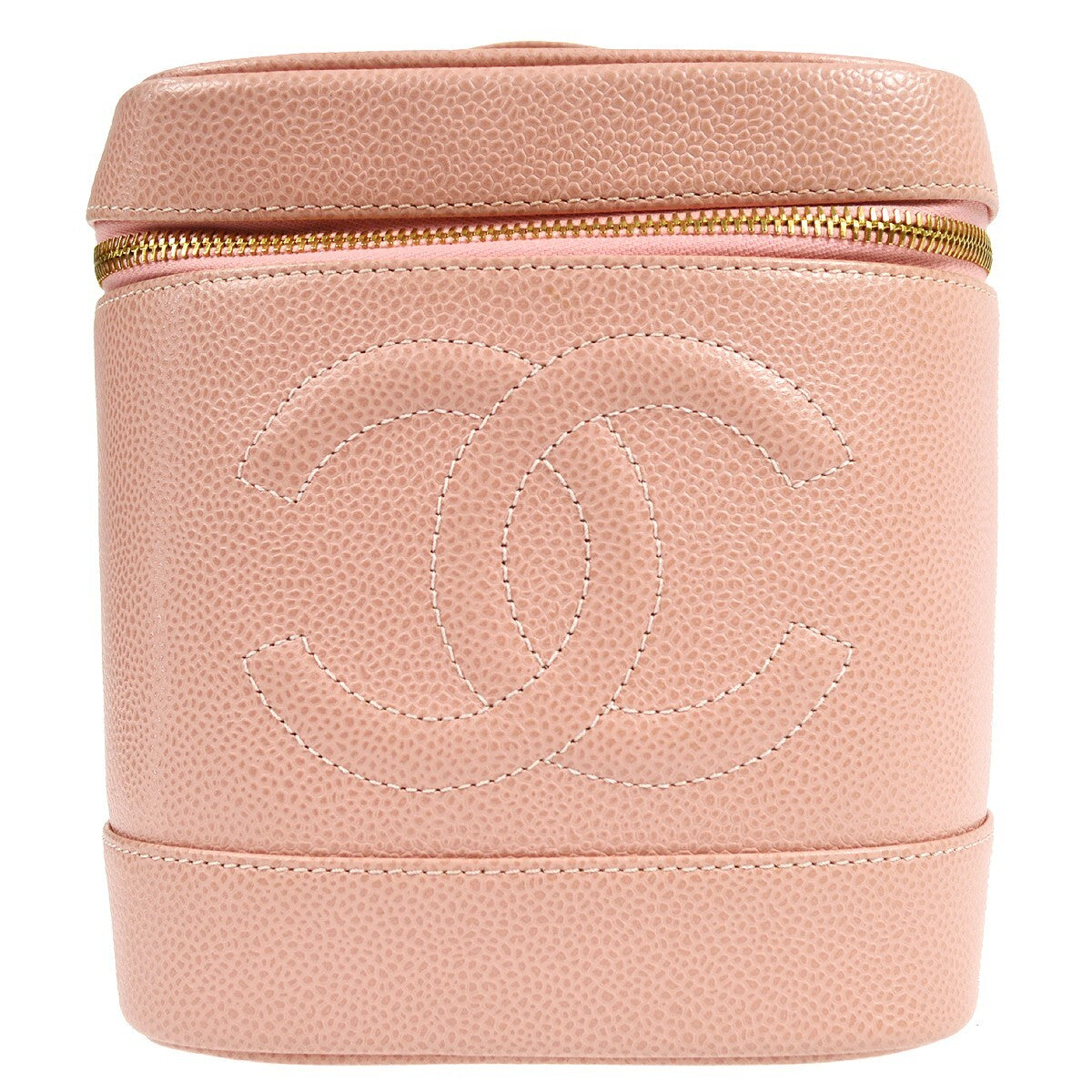 Chanel Vintage Timeless Cosmetic Case Caviar Pink Leather Clutche & Pouche Bag (Pre-Owned)