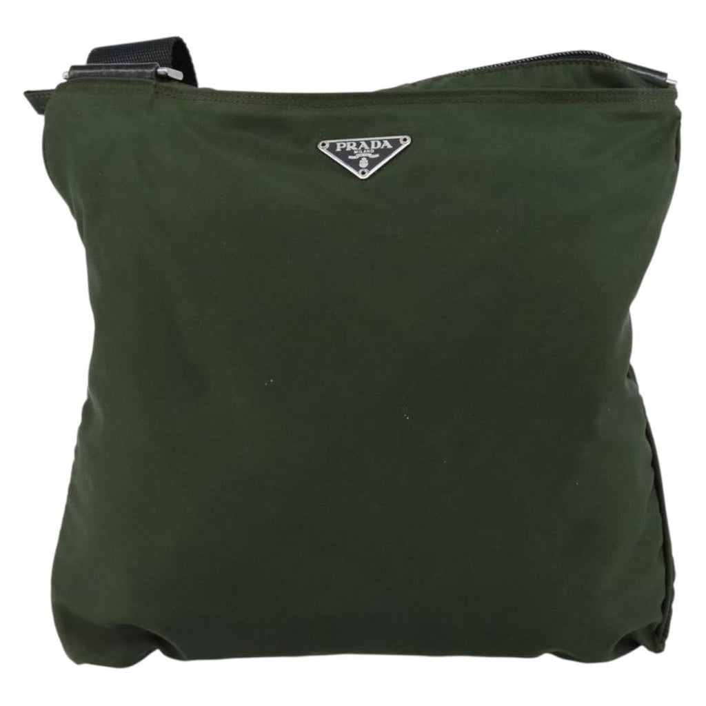 Prada Flat Messenger Bag Tessuto Khaki Nylon Shoulder Bag Bag (Pre-Owned)