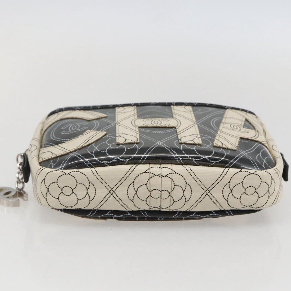Chanel Logo Camera Case Clutch Printed Coated Canvas Black Pvc Clutche & Pouche Bag (Pre-Owned)