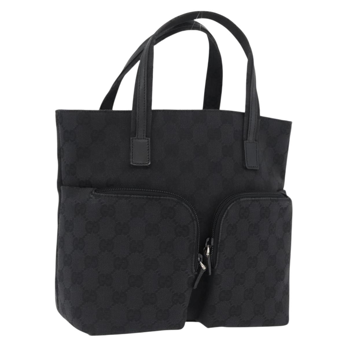 Gucci Double Pocket Tote Gg Canvas Black Canvas Handbag (Pre-Owned)