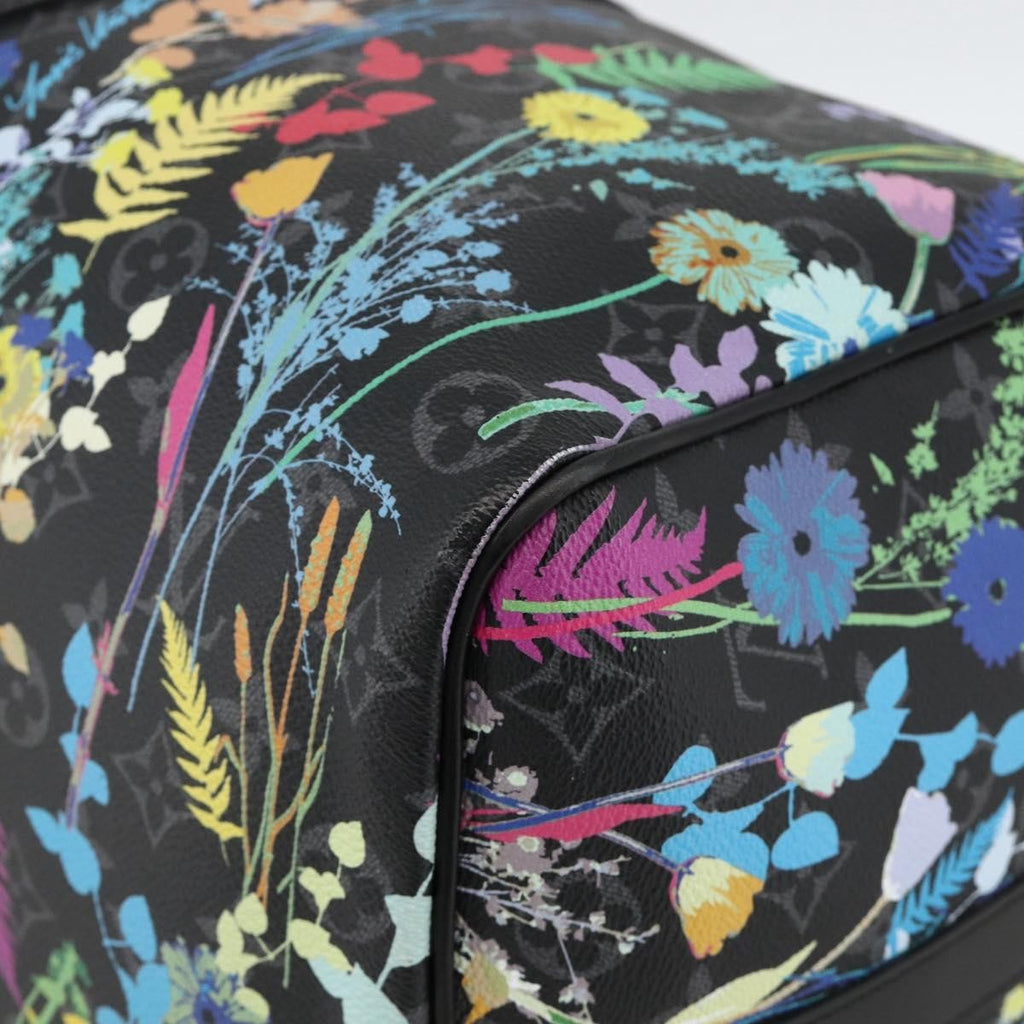 Louis Vuitton Keepall Bandouliere Bag Limited Edition Foliage Monogram Eclipse Black Canvas Travel Bag Bag (Pre-Owned)