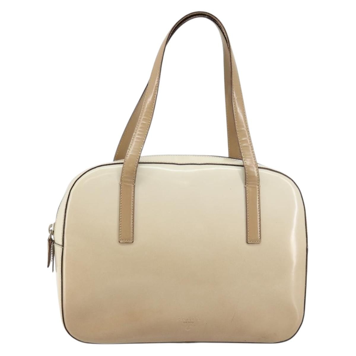 Prada Re-Edition 1995 Handbag Patent Leather Beige Patent_Leather Handbag (Pre-Owned)