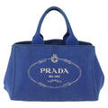 Prada Canapa Open Tote Canvas Blue Canvas Tote Bag Bag (Pre-Owned)
