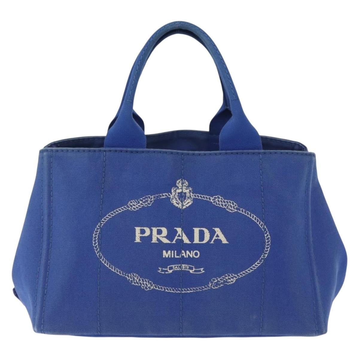 Prada Canapa Open Tote Canvas Blue Canvas Tote Bag Bag (Pre-Owned)