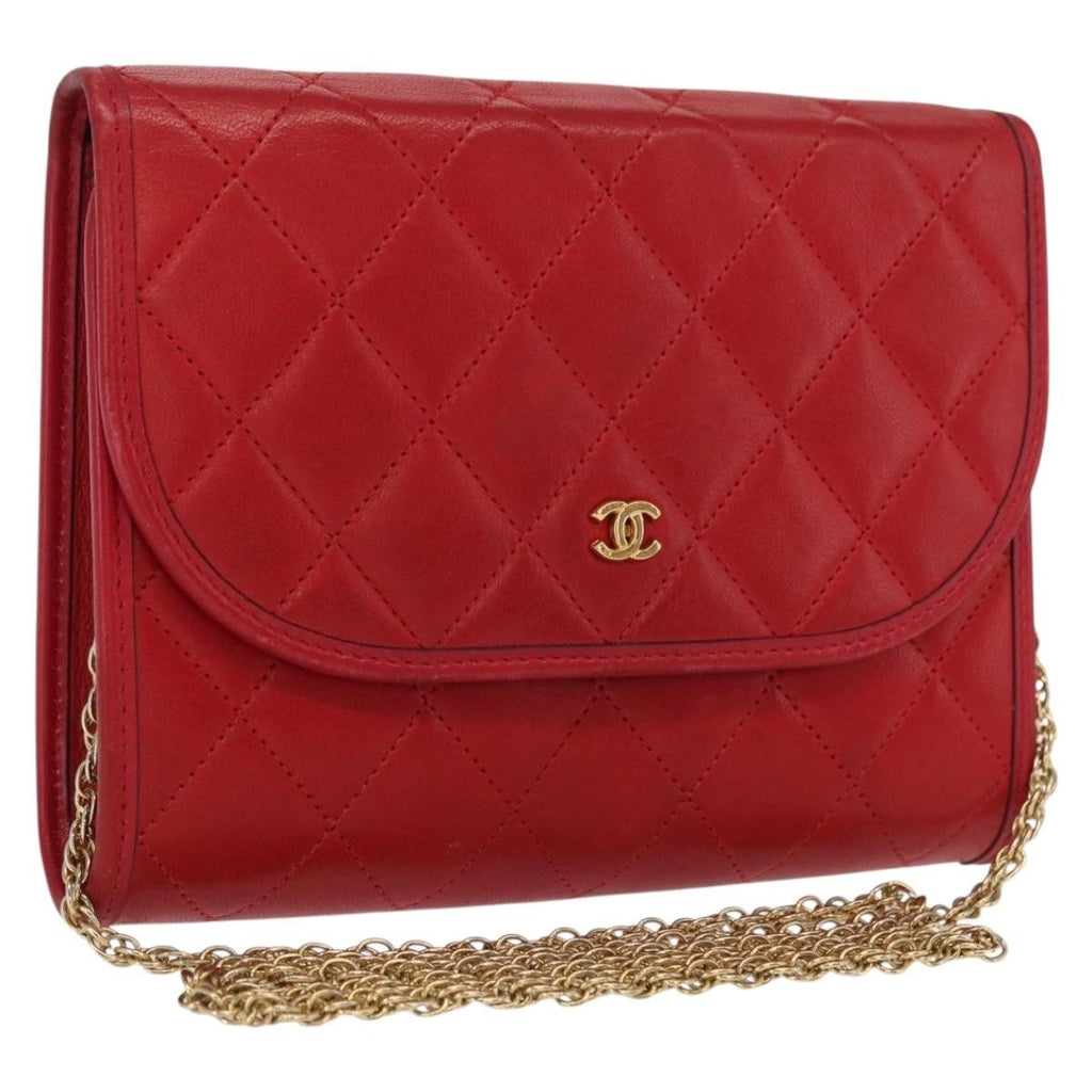 Chanel Vintage Clutch Leather Red Leather Clutche & Pouche Bag (Pre-Owned)