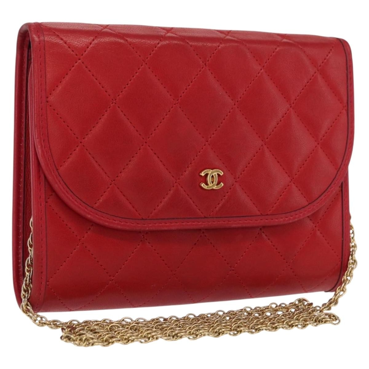 Chanel Vintage Clutch Leather Red Leather Clutche & Pouche Bag (Pre-Owned)