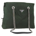 Prada Re-Edition 1995 Chain Tote Quilted Re-Nylon Khaki Nylon Shoulder Bag Bag (Pre-Owned)