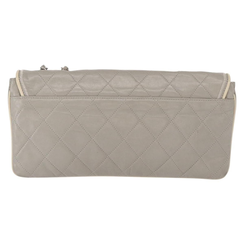 Chanel Mademoiselle Lock Flap Bag Quilted Lambskin Gray Leather Shoulder Bag Bag (Pre-Owned)